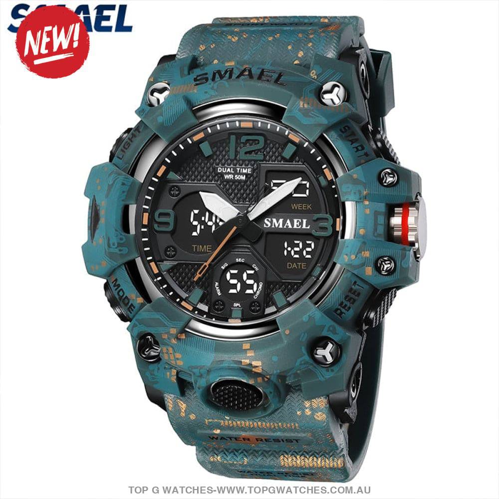 Sport Military Style Alarm Clock Stopwatch LED Digital Dual Time Display Waterproof Watch - Top G Watches