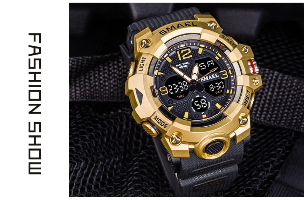 Sport Military Style Alarm Clock Stopwatch LED Digital Dual Time Display Waterproof Watch - Top G Watches