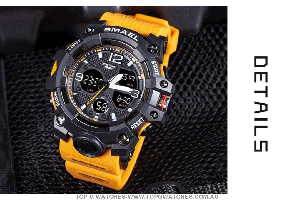 Sport Military Style Alarm Clock Stopwatch LED Digital Dual Time Display Waterproof Watch - Top G Watches