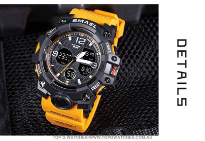 Sport Military Style Alarm Clock Stopwatch LED Digital Dual Time Display Waterproof Watch - Top G Watches