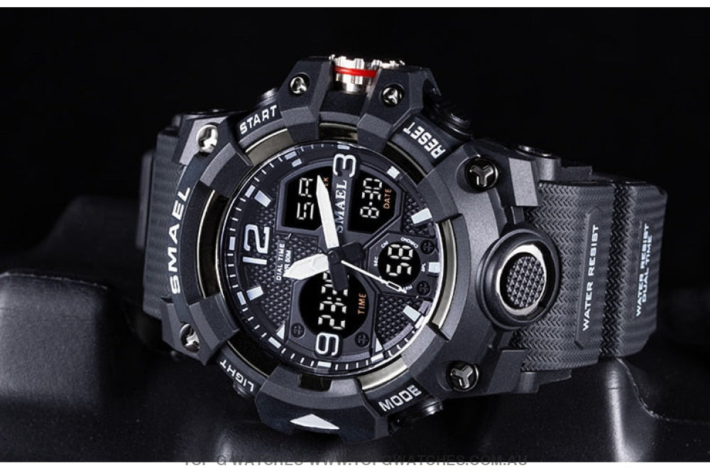 Sport Military Style Alarm Clock Stopwatch LED Digital Dual Time Display Waterproof Watch - Top G Watches