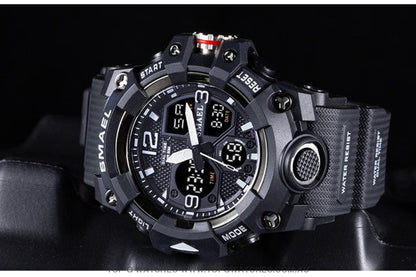Sport Military Style Alarm Clock Stopwatch LED Digital Dual Time Display Waterproof Watch - Top G Watches