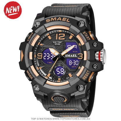 Sport Military Style Alarm Clock Stopwatch LED Digital Dual Time Display Waterproof Watch - Top G Watches