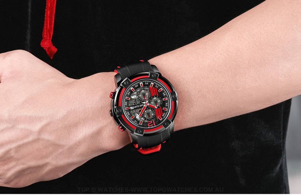 Trending Sports Touring Megir' Quartz Chronograph Sports 30M Waterproof Luminous 2097 Wristwatch - Top G Watches