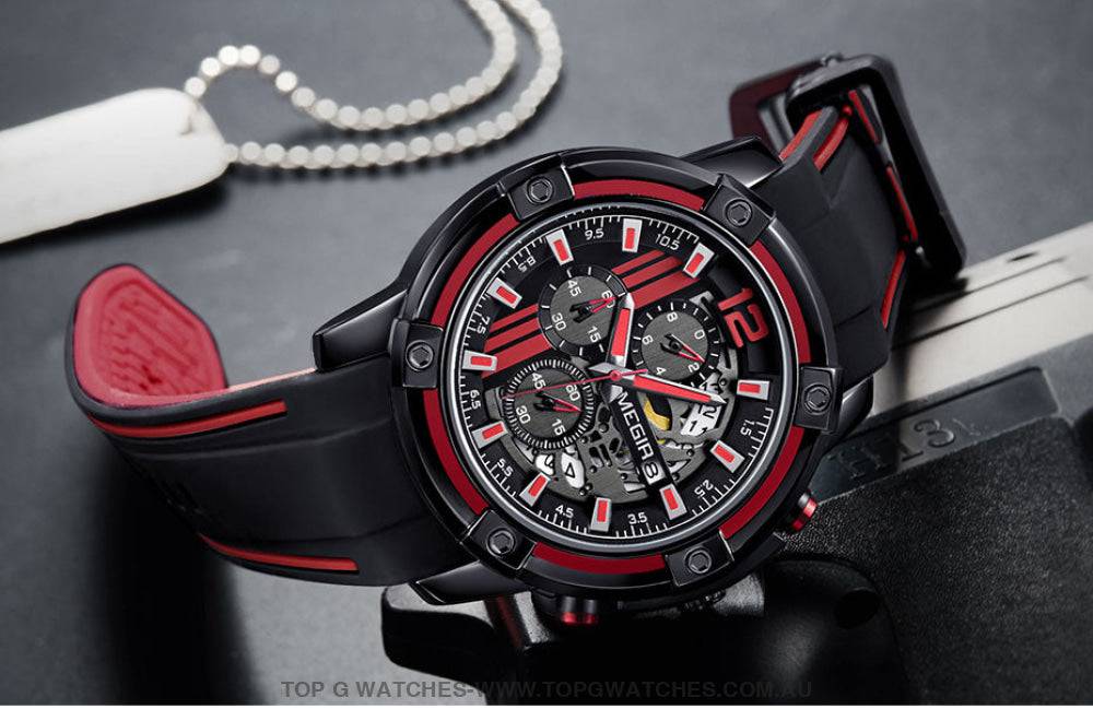 Trending Sports Touring Megir' Quartz Chronograph Sports 30M Waterproof Luminous 2097 Wristwatch - Top G Watches