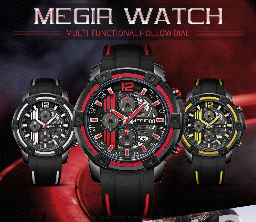 Trending Sports Touring Megir' Quartz Chronograph Sports 30M Waterproof Luminous 2097 Wristwatch - Top G Watches