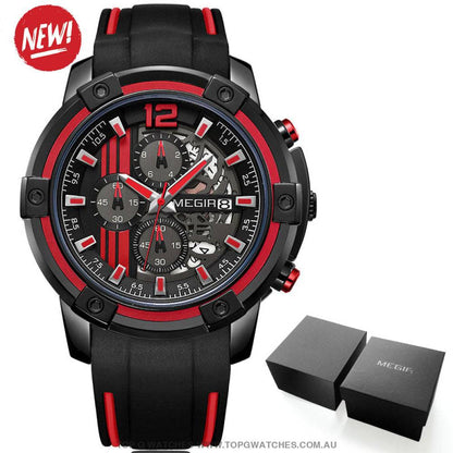 Trending Sports Touring Megir' Quartz Chronograph Sports 30M Waterproof Luminous 2097 Wristwatch - Top G Watches