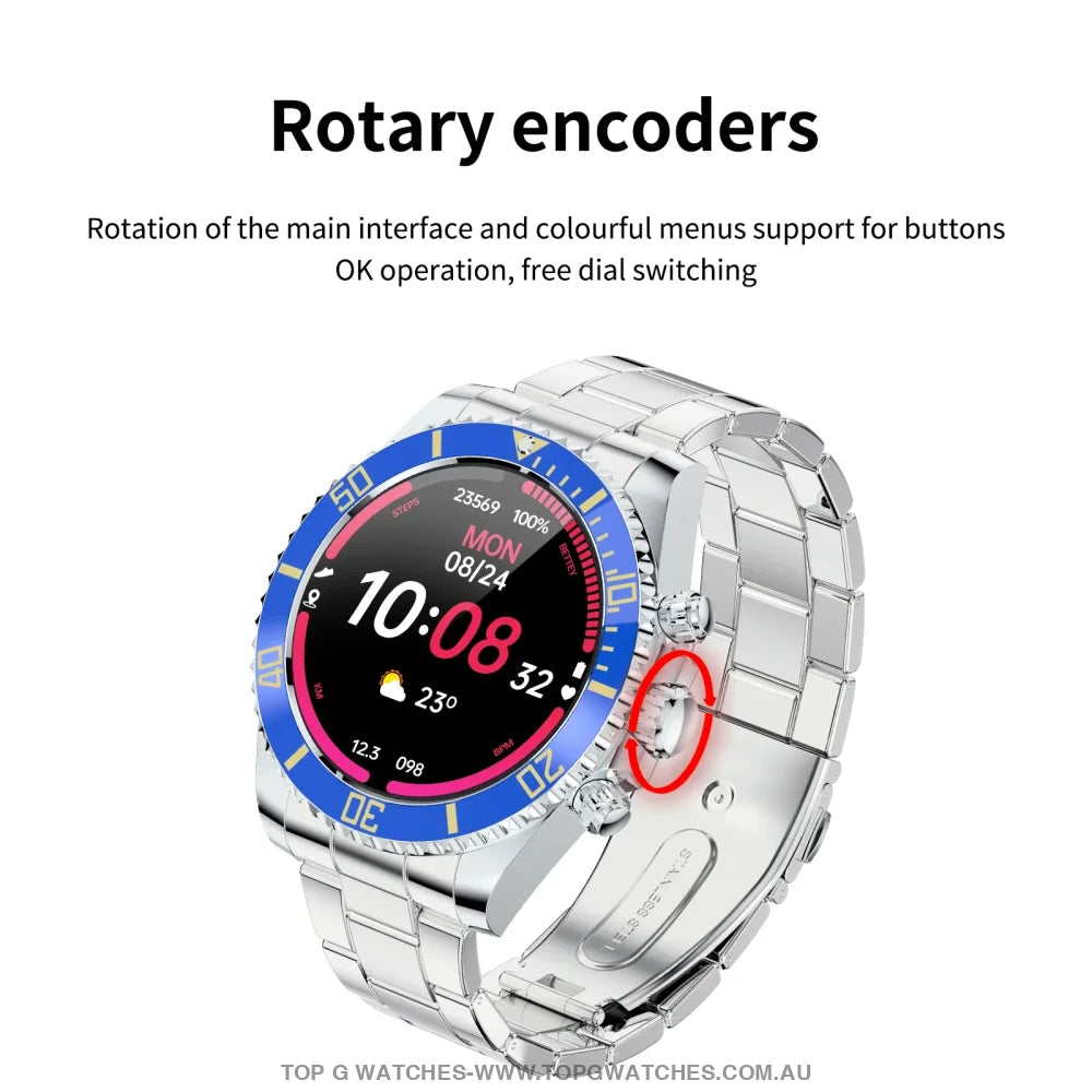 Steel Rolux Subdiver Pro™ Luxury Steelband Bluetooth Smartwatch - Top G Watches