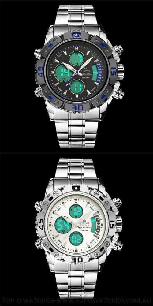 Steel Stryve Luxury Military Quartz Digital Led Waterproof Sports Watch - Top G Watches