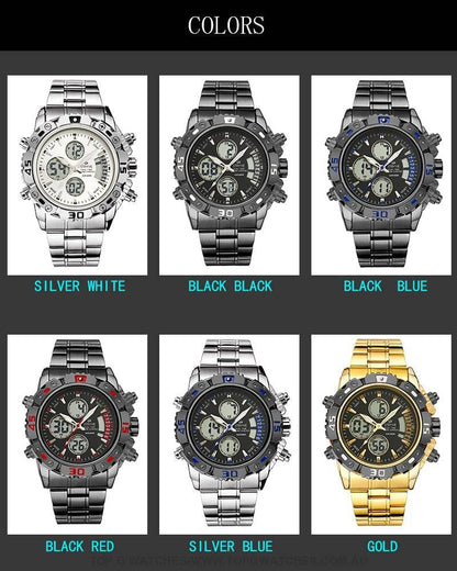 Steel Stryve Luxury Military Quartz Digital Led Waterproof Sports Watch - Top G Watches