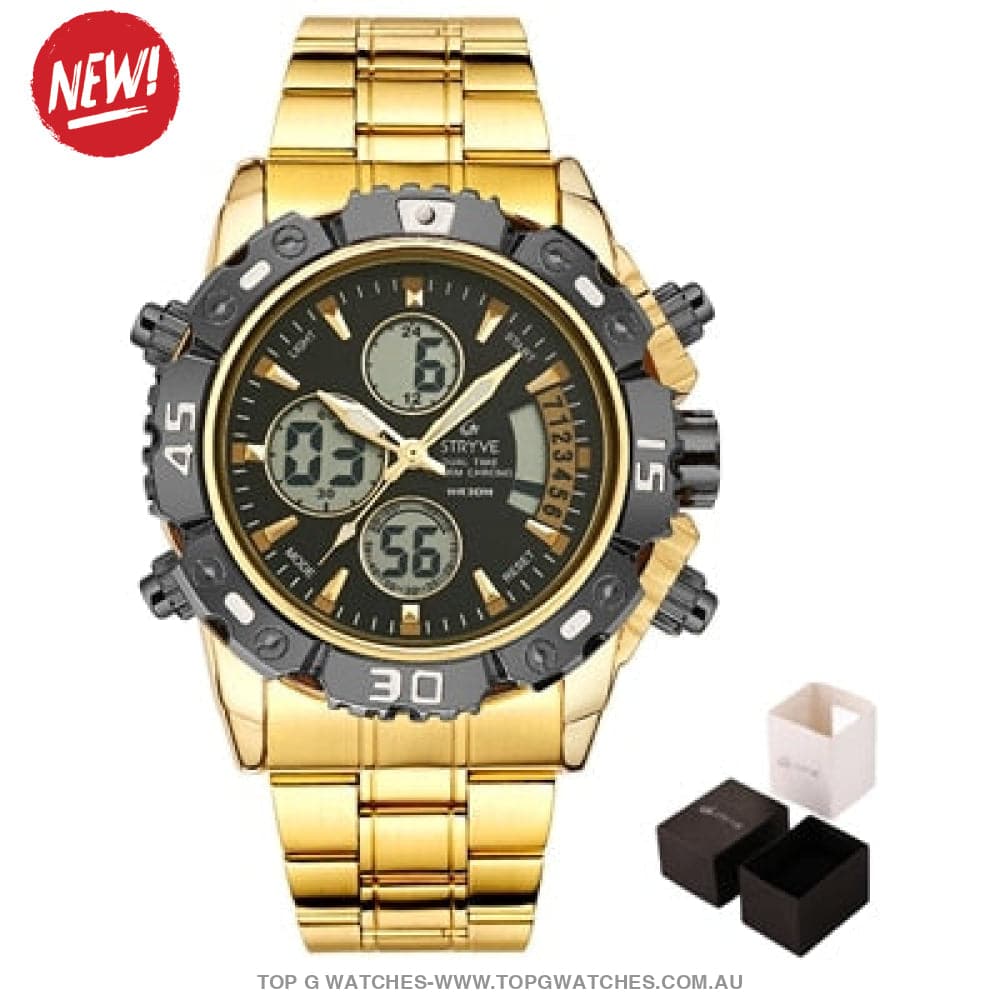 Steel Stryve Luxury Military Quartz Digital Led Waterproof Sports Watch - Top G Watches