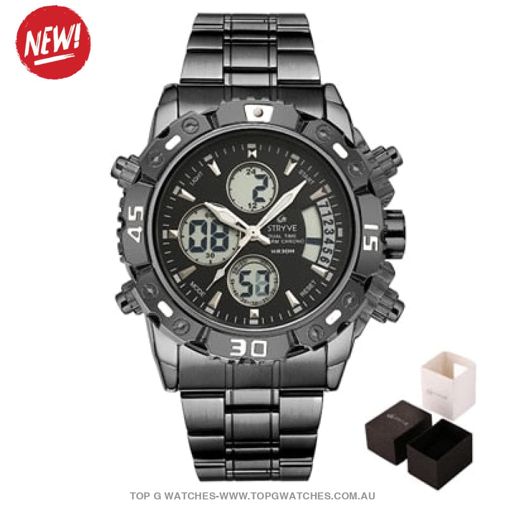 Steel Stryve Luxury Military Quartz Digital Led Waterproof Sports Watch - Top G Watches