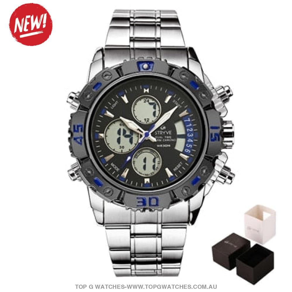 Steel Stryve Luxury Military Quartz Digital Led Waterproof Sports Watch - Top G Watches