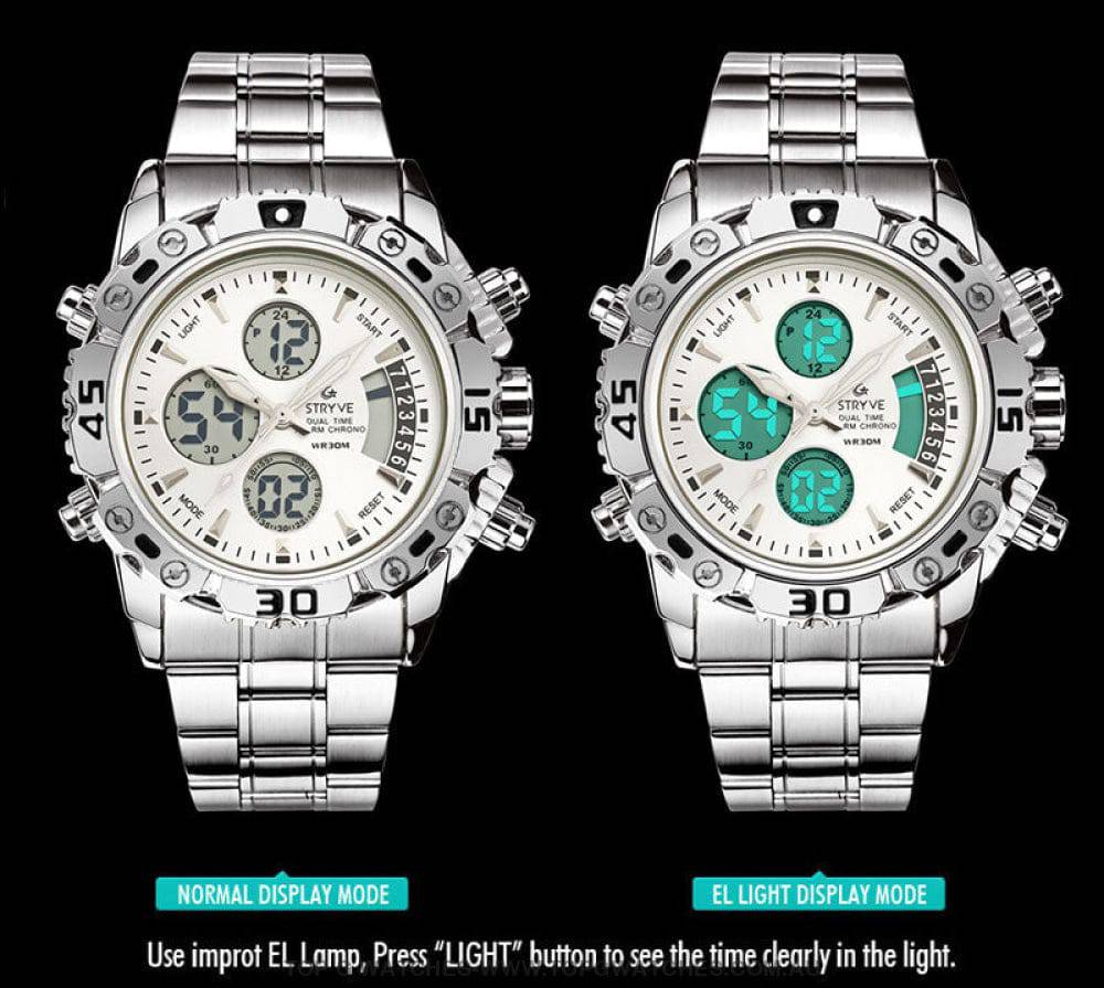 Steel Stryve Luxury Military Quartz Digital Led Waterproof Sports Watch - Top G Watches