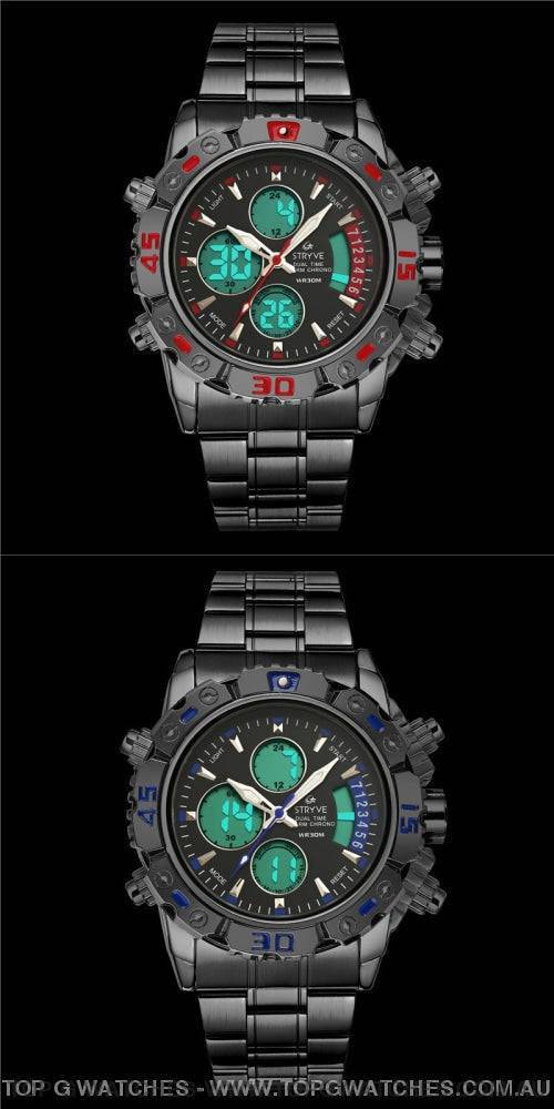 Steel Stryve Luxury Military Quartz Digital Led Waterproof Sports Watch - Top G Watches