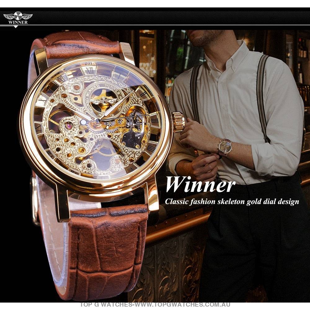 T-Winner Transparent Casual Business Automatic Mechanical Self-Wind Wristwatch - Top G Watches