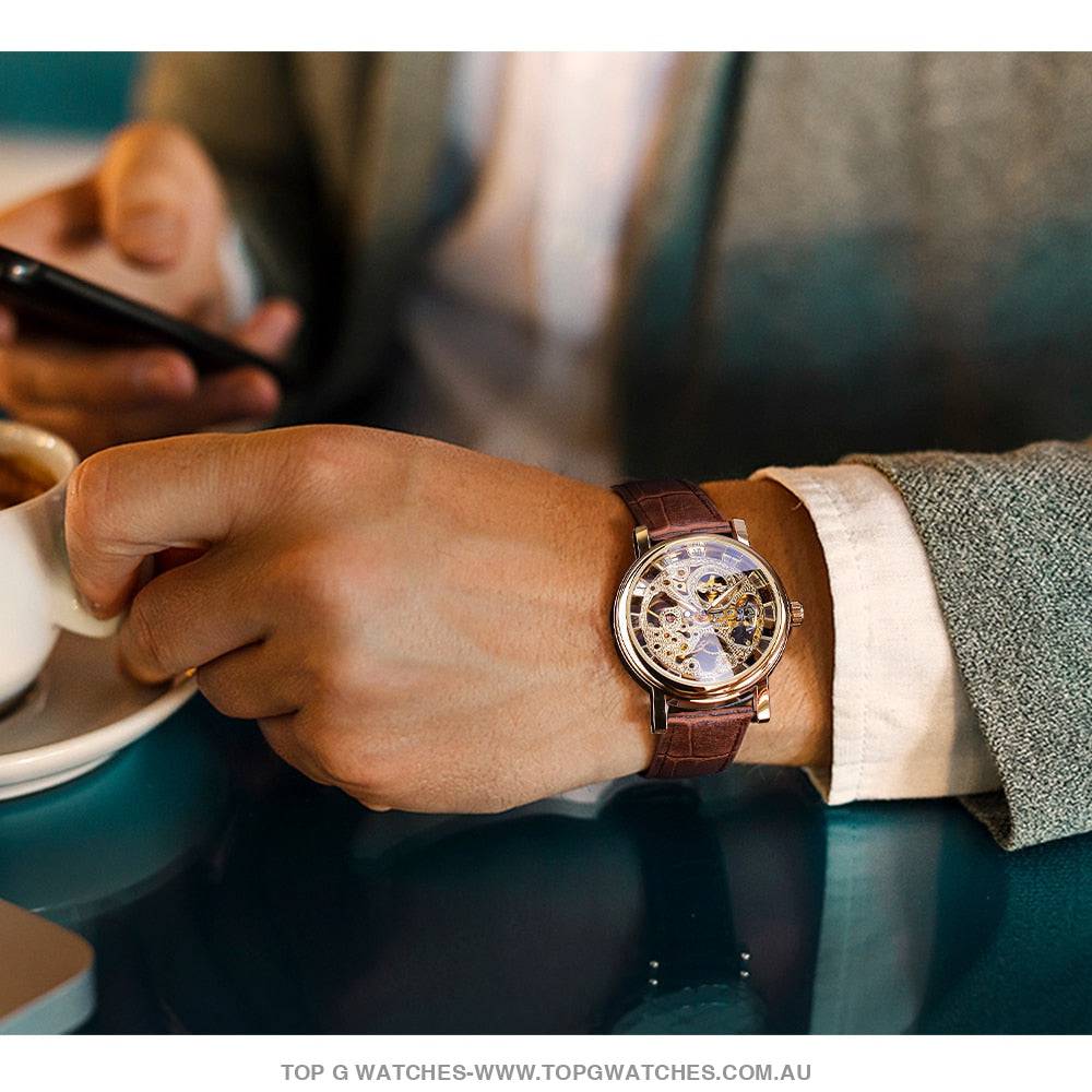 T-Winner Transparent Casual Business Automatic Mechanical Self-Wind Wristwatch - Top G Watches