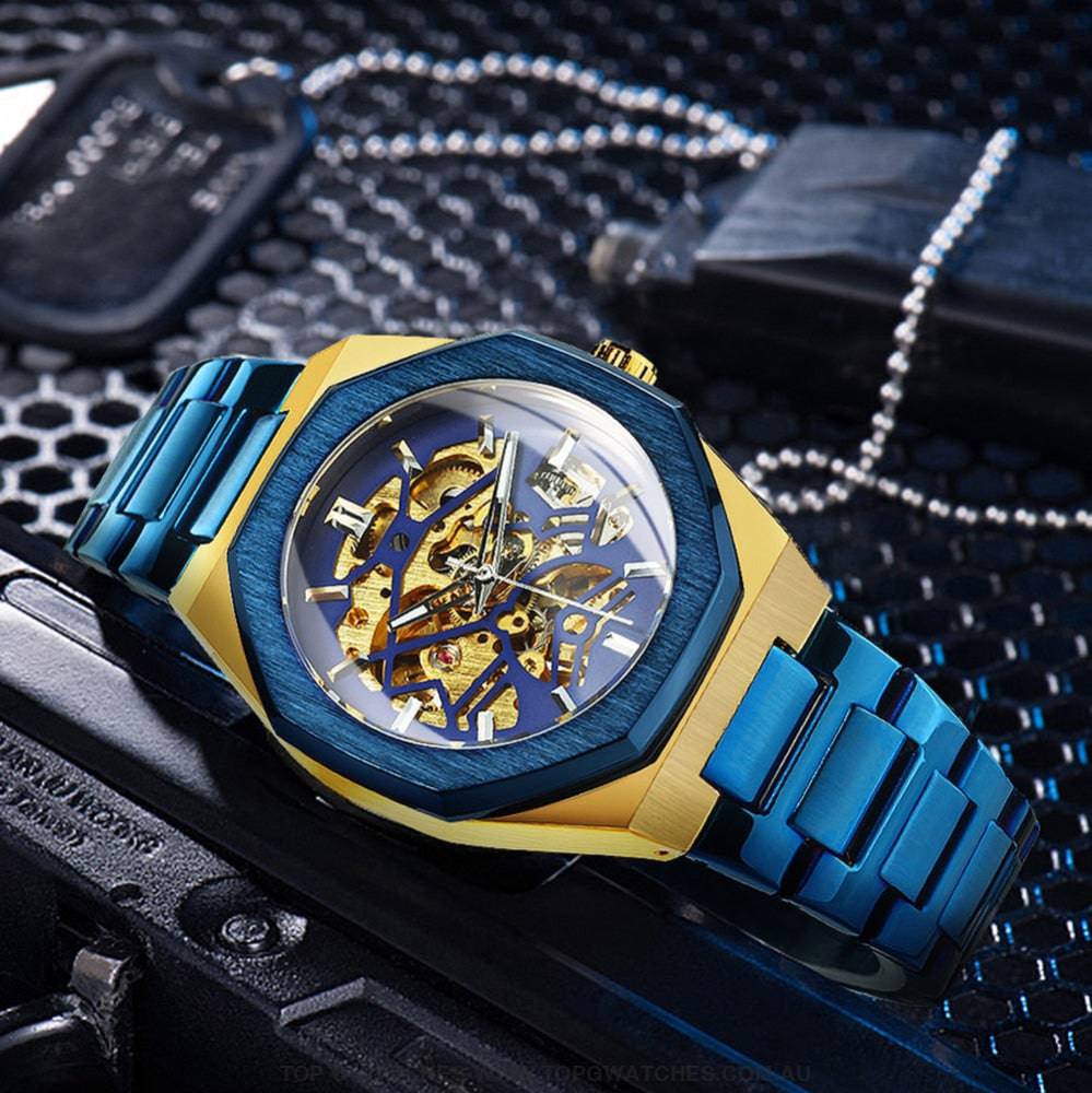 Unique RAW Brushed Metal Design Automatic Mechanical Self-Wind Luxury Wristwatch - Top G Watches