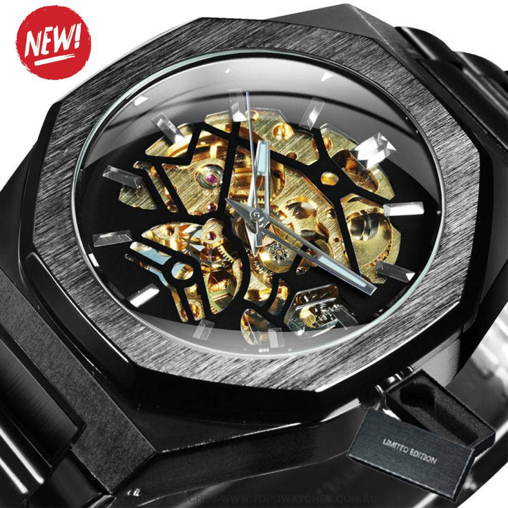 Unique RAW Brushed Metal Design Automatic Mechanical Self-Wind Luxury Wristwatch - Top G Watches