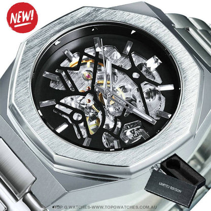 Unique RAW Brushed Metal Design Automatic Mechanical Self-Wind Luxury Wristwatch - Top G Watches