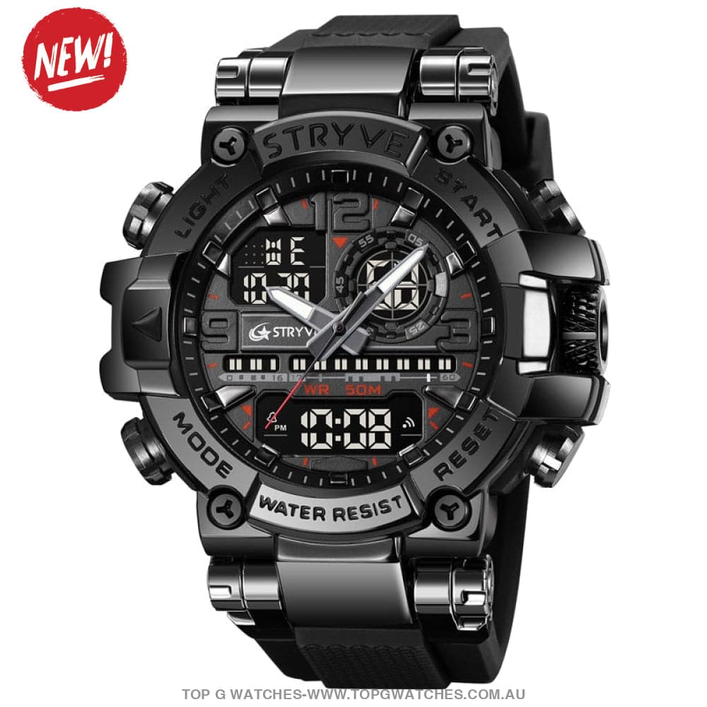 Top Sports Luxury Stryve Digital-Analog Dual Waterproof Sports Watch - Top G Watches