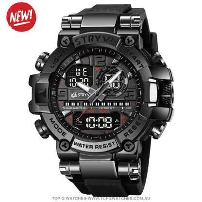 Top Sports Luxury Stryve Digital-Analog Dual Waterproof Sports Watch - Top G Watches