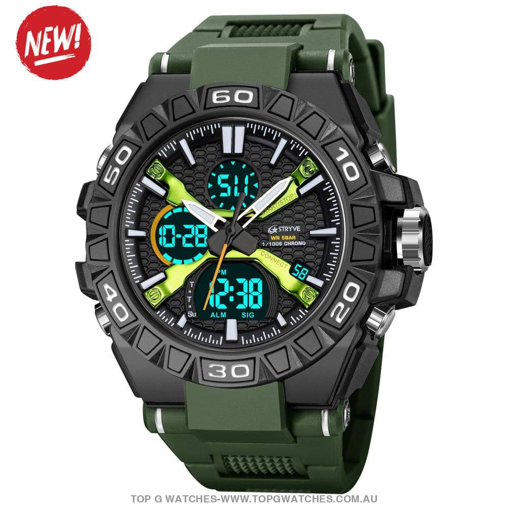Top Sports Luxury Stryve Digital-Analog Dual Waterproof Sports Watch - Top G Watches