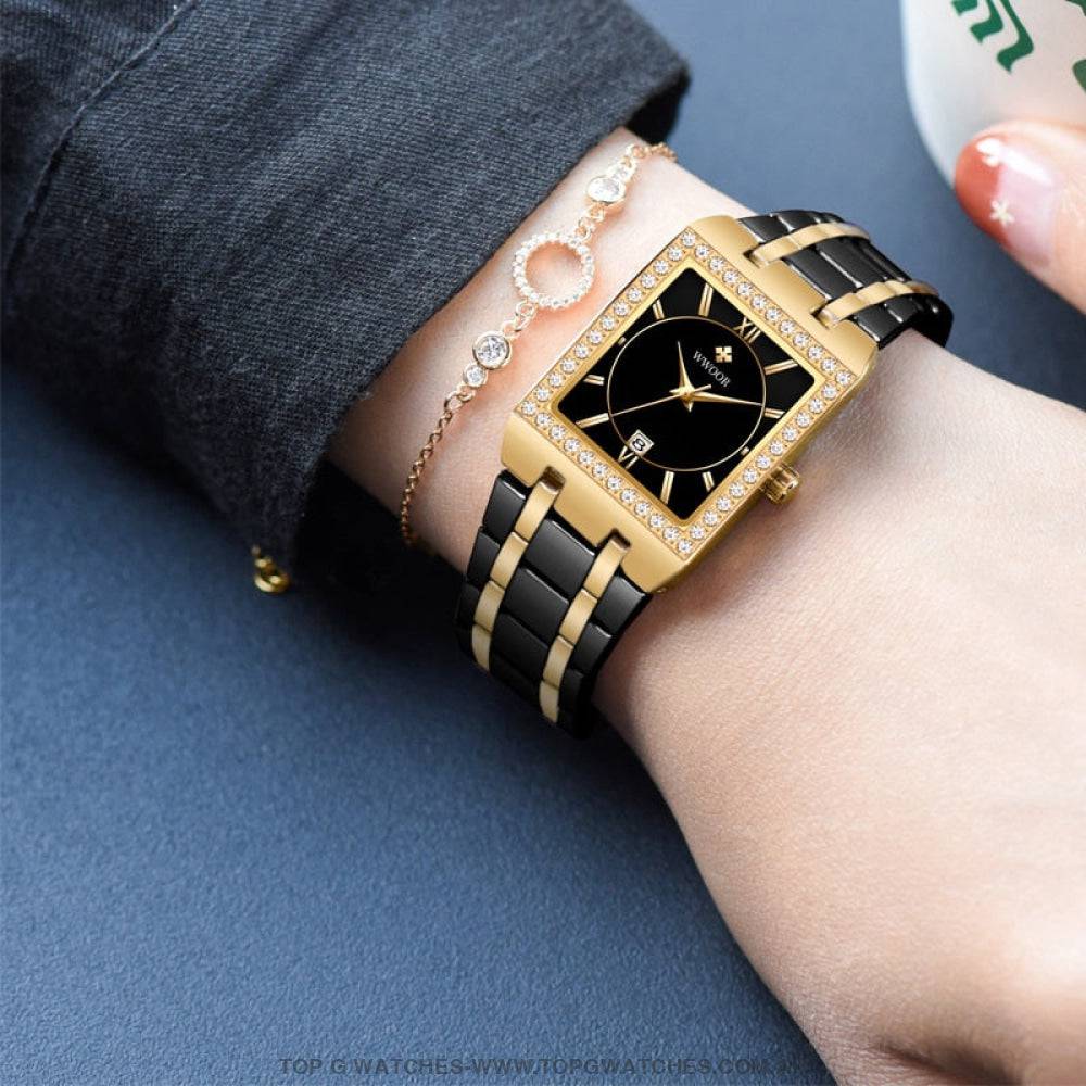 Classy Wwoor Fashion Square Ladies Diamond Jewel Luxury Quartz Dress Watch - Top G Watches