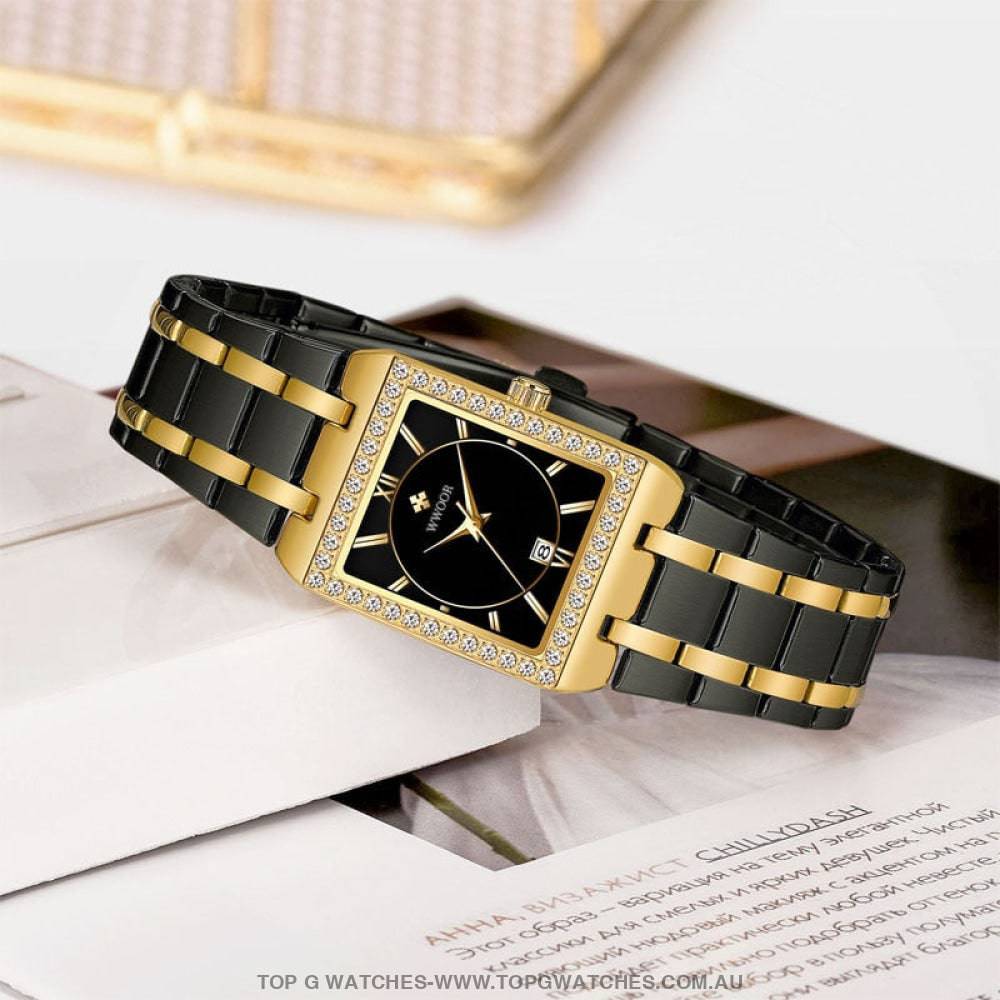 Classy Wwoor Fashion Square Ladies Diamond Jewel Luxury Quartz Dress Watch - Top G Watches