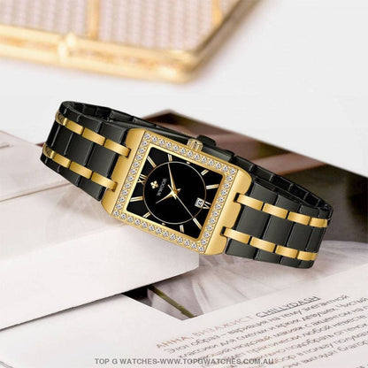 Classy Wwoor Fashion Square Ladies Diamond Jewel Luxury Quartz Dress Watch - Top G Watches