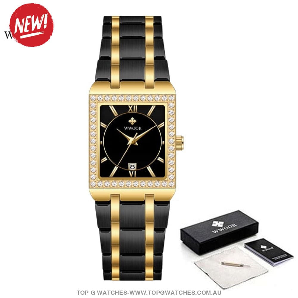 Classy Wwoor Fashion Square Ladies Diamond Jewel Luxury Quartz Dress Watch - Top G Watches