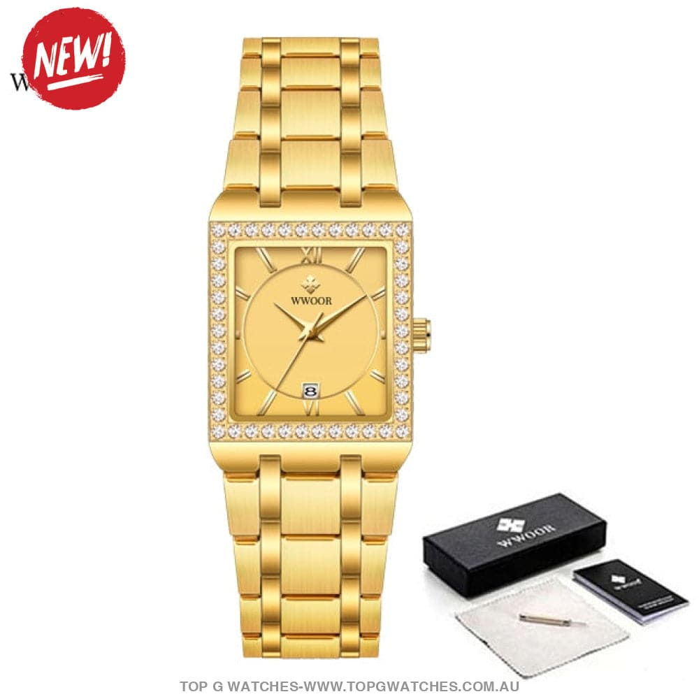 Classy Wwoor Fashion Square Ladies Diamond Jewel Luxury Quartz Dress Watch - Top G Watches