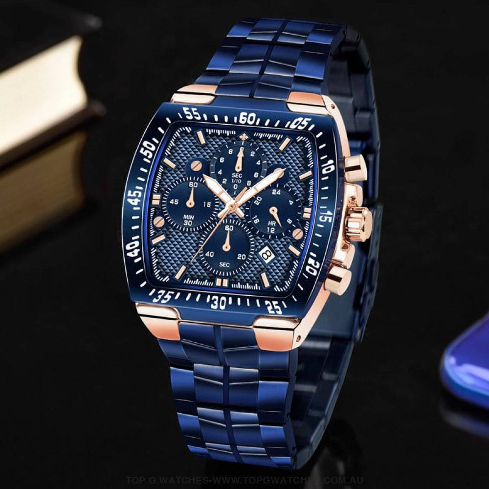 Tonneau Wwoor Chronograph Business Sport Luxury Quartz Watch - Top G Watches