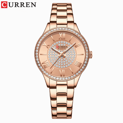 Luxury Jewel Rhinestones Rose Gold Dial Fashion Quartz Ladie's Wristwatch - Top G Watches